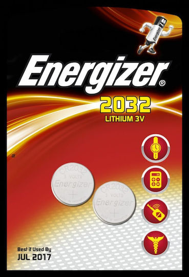 Energizer Μπαταρίες Λιθίου Ρολογιών CR2032 2τμχ