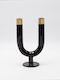Kerzenhalter Metall in Schwarz Farbe 11x7.5x20cm