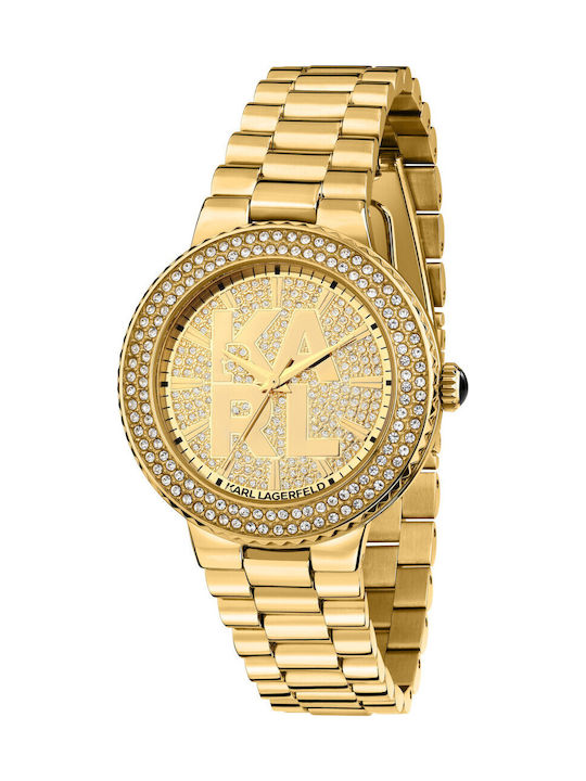 Damenuhr 36mm Batteriebetrieb mit Gold Rostfreier Stahlarmband