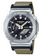 Casio Мъжки Часовник На Батерия с Кафяв Текстилен Каишка