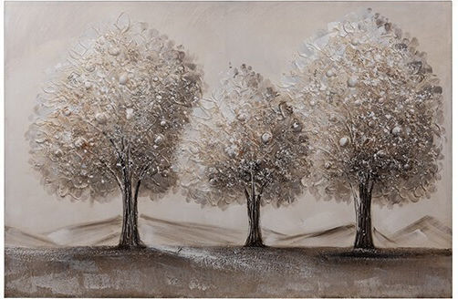 Canvas Painting 3 Trees Brown White Silver 80x3x120cm