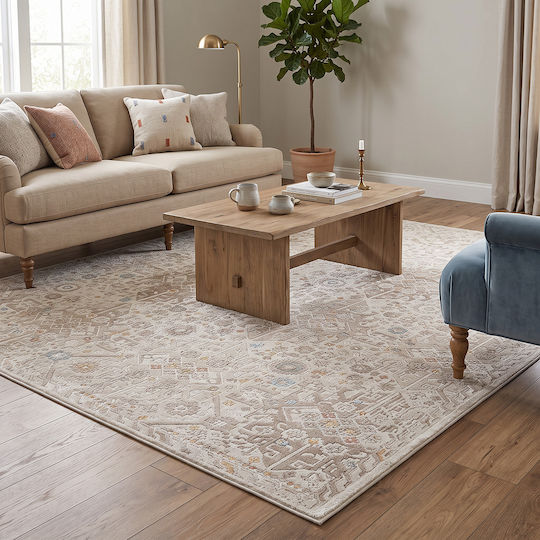 Beauty Home Mirage Art 9844 Комплект Съвременни Килими за Спалня Крем 9844-Комплект 3 Бр