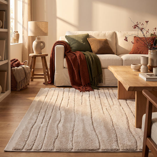 Beauty Home Cozy Art 9638 Комплект Съвременни Килими за Спалня Бежов 9638-Комплект 3 Бройки