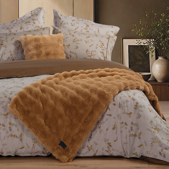 Nef-nef Homeware Reality Faux Fur Armchair Blanket 130x180cm Camel
