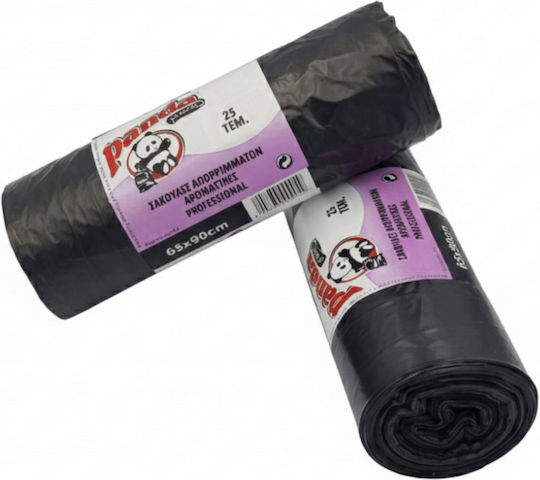 Aromatic Reinforced Trash Bags Roll 90x65cm 25 Black Pieces