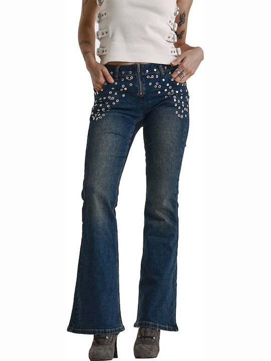 Pantaloni Jean Damă Cu Talie Joasă Cu Croi Bootcut