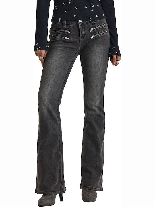 Pantaloni Jean Damă Cu Talie Joasă Cu Pantaloni Evazați În Croială Bootcut Gri