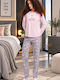 Minerva Minerva Damen Schlafanzug & Pyjamas Winter Baumwollenes Rosa Set