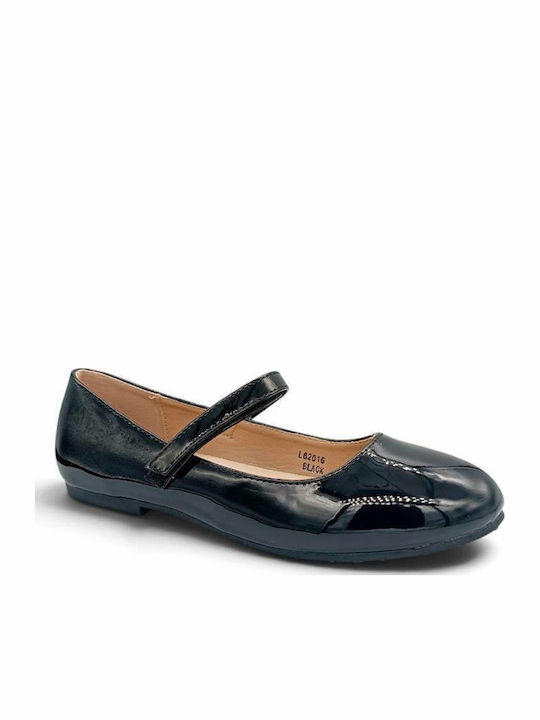 Kids Pumps & Ballerinas Anatomic With Hoop & Loop Closure Patent Leather Black