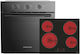 Unterbau-Backofen mit Kochfeldern 70lt mit Keramik-Kochfeldern P59.5cm Schwarz
