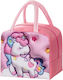 Lean Toys Schulische Isolierte Kinder Lunchtasche Handtasche Rosa Einhörner 20x10x23cm