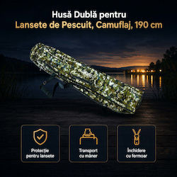 Husă dublă pentru undițe de pescuit Camuflaj 190 Cm