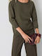 Women's Sweater with 3/4 Sleeve Khaki