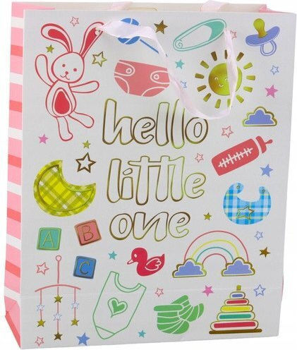 Lean Toys Hello Little One White Gift Bag 26x10x32cm