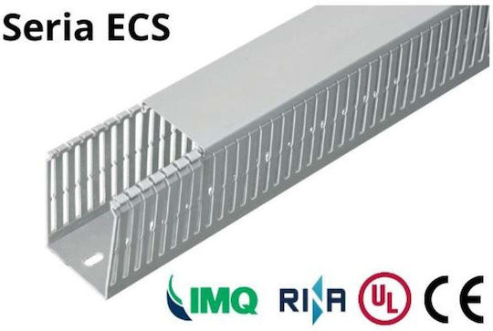 Elettrocanali Self-Extinguishing Comb Channel 4 6 4 25x100 Grey Cover Pv Uv 2m Ecs25100