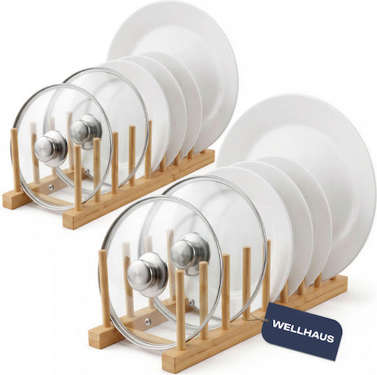 Wellhaus Suport pentru farfurii de dulap din lemn 35.5cm 2 buc Bej