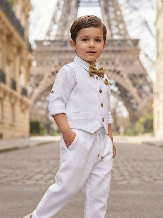 Mi Chiamo Costum de botez pentru băiat alb A4863