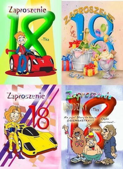 Top Graphic Invitation 18th Birthday Glitter Mix 10 Pieces