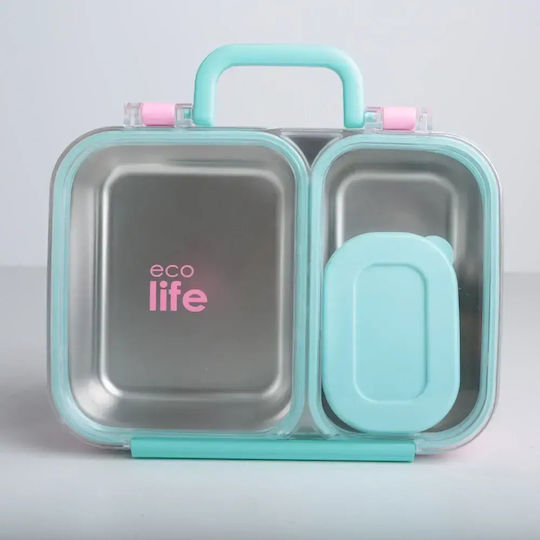 Ecolife Stainless Steel Kids Food Container 0.8lt Pink 22.6 x 16.5 x 6.8cm