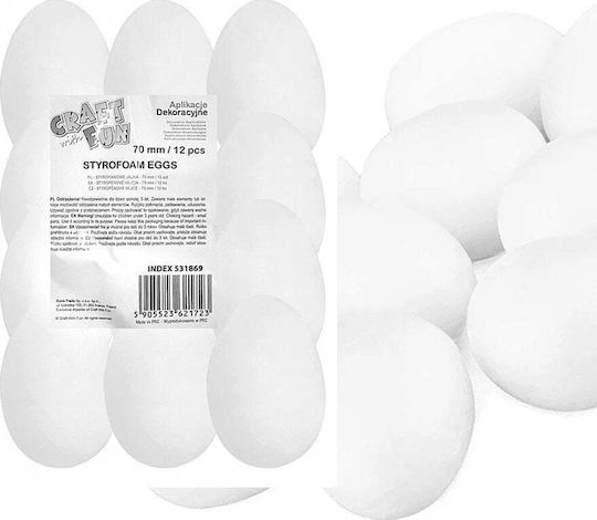 Craft Fun Decorative Styrofoam Eggs 70mm 12 Pieces Fol 8/64