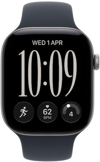 Apple Watch Series 12 Cellular Aluminium 42mm Waterproof with Heart Rate Monitor (Space Grey Aluminium with Navy Blue Sport Band - M/L)