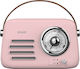 Savio RS-03 Handheld Radio mit Batterie mit Bluetooth und USB Rosa