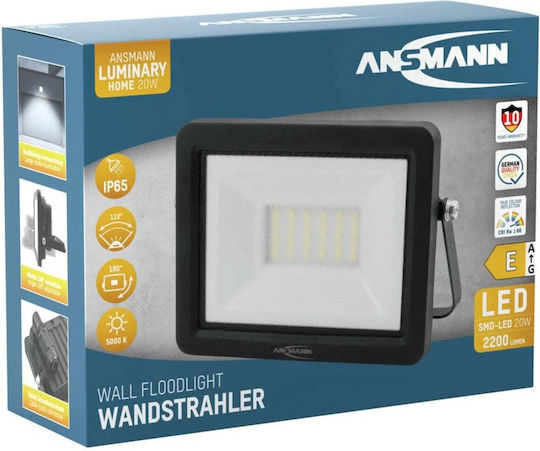 Ansmann Водоустойчив LED Прожектор 20W Студено Бяло 5000K IP65