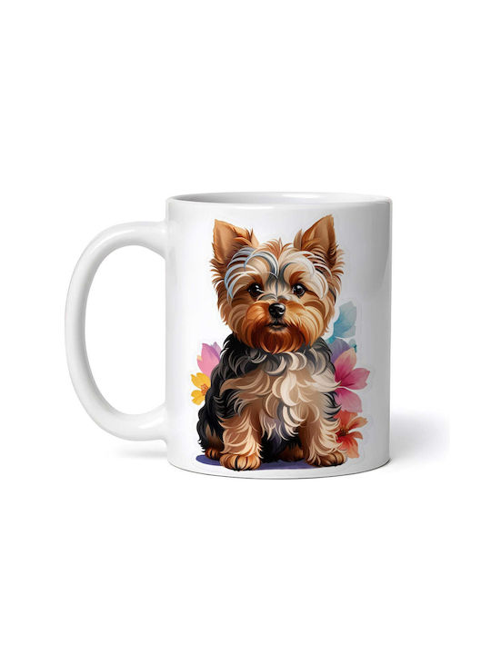 Yorkshire Terrier Dog Керамична Бяла Чаша 330ml...