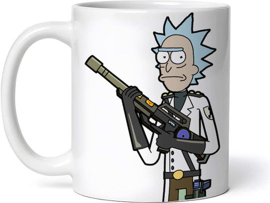 Rick And Morty Rick And Machine Gun Cană Ceramică Albă 330ml Personalizată