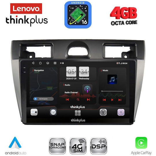 Lenovo Car Audio System for Ford Fiesta 2005-2008 Bluetooth USB WiFi GPS Apple CarPlay Android Auto with 9" Touch Screen
