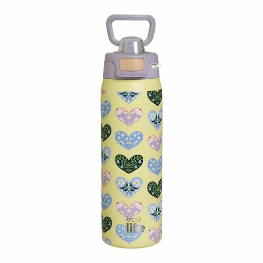 Ecolife Sticlă Termos Oțel Inoxidabil Fără BPA 650ml Ecolife Blossom Hearts Thermos