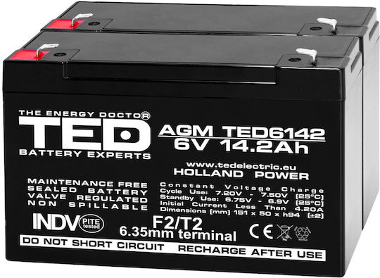 Battery Pack Compatible Apc Rbc3 12v 14.2ah 2x6v Ted Electric