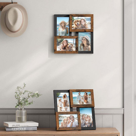 Songmics Wall-mounted Wooden Photo Frame with Brown Frame