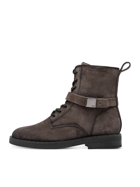 Wildleder Damen Kampfstiefel Braun