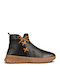 Leder Damen Stiefeletten Schwarz