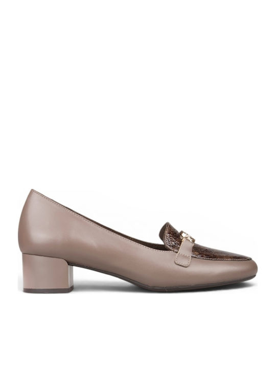 Pantofi cu toc din piele Bej