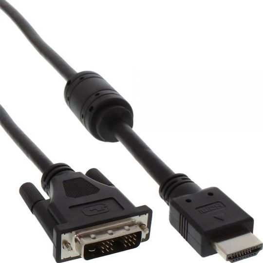 InLine Кабел DVI-D Мъжки - HDMI Мъжки 1м Черен 17661