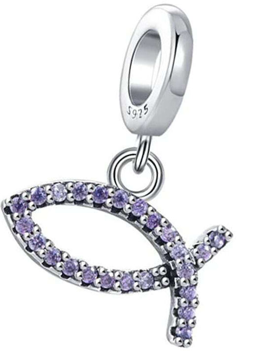 Trusky Charm Tier aus Silber mit Zirkon Lila