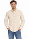 Long Sleeve Corduroy Shirt in Regular Fit Ecru
