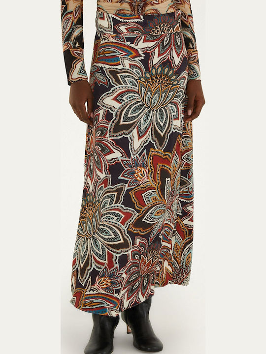 Maxi Damenrock Blumen Mehrfarbig