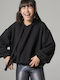 Kinder-Sweatshirt mit Kapuze und Taschen Schwarz