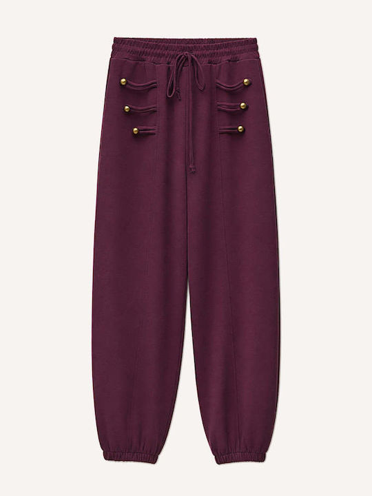 Lumina Women's Fabric Trousers Burgundy