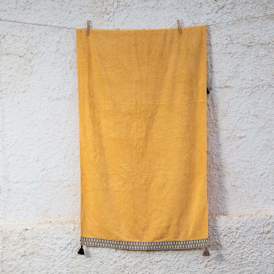 White Fabric Πετσέτα Θαλάσσης Βαμβακερή Κίτρινη 160x80εκ.