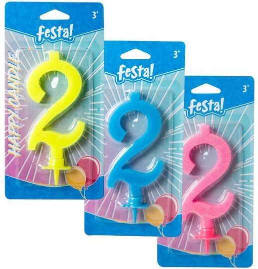 Festa Geburtstagskerzen Torte Fluo 2 Gelbe