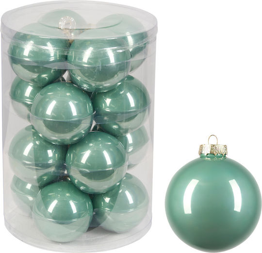 Set of 16 Turquoise Glass Balls 8cm Set of 16 Turquoise Glass Balls 8cm