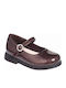 Kids Ballerinas with Hoop & Loop Closure Patent Leather Brown