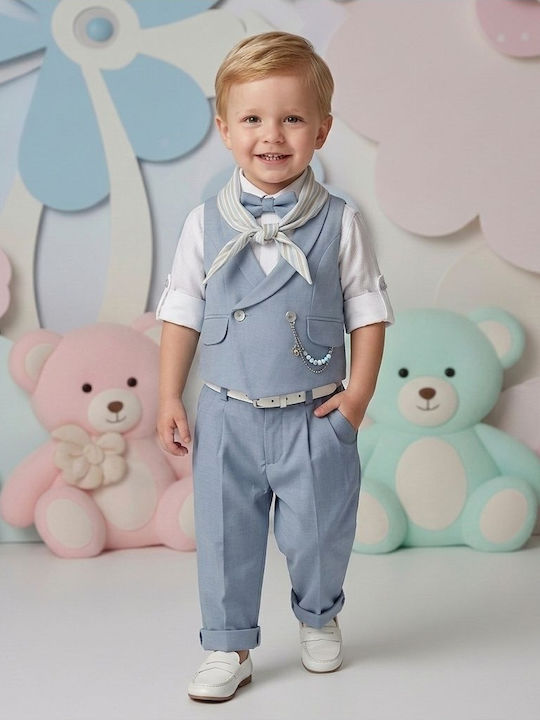 Mi Chiamo Costum de botez pentru băiat albastru...