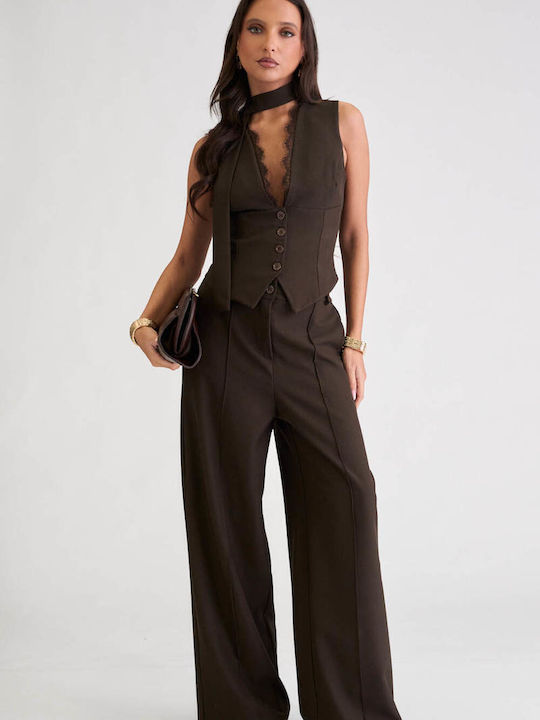Damen Braune Dunkle Set mit Hosen für Damen