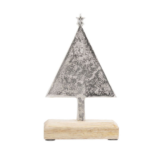 InTheBox Christmas Decorative Wooden Tree 18cm Silver Pack of 6