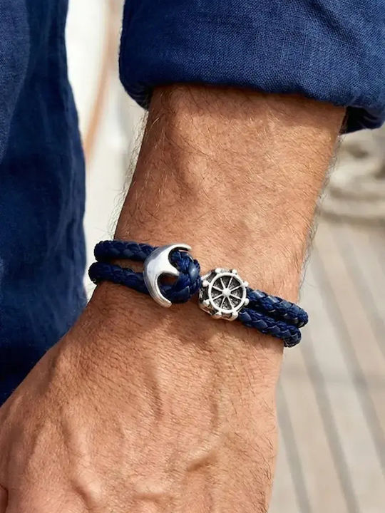 SteweHome Men's Bracelet with Anchor Design Made of Leather SteweHome Men's Bracelet with Anchor Design Made of Leather